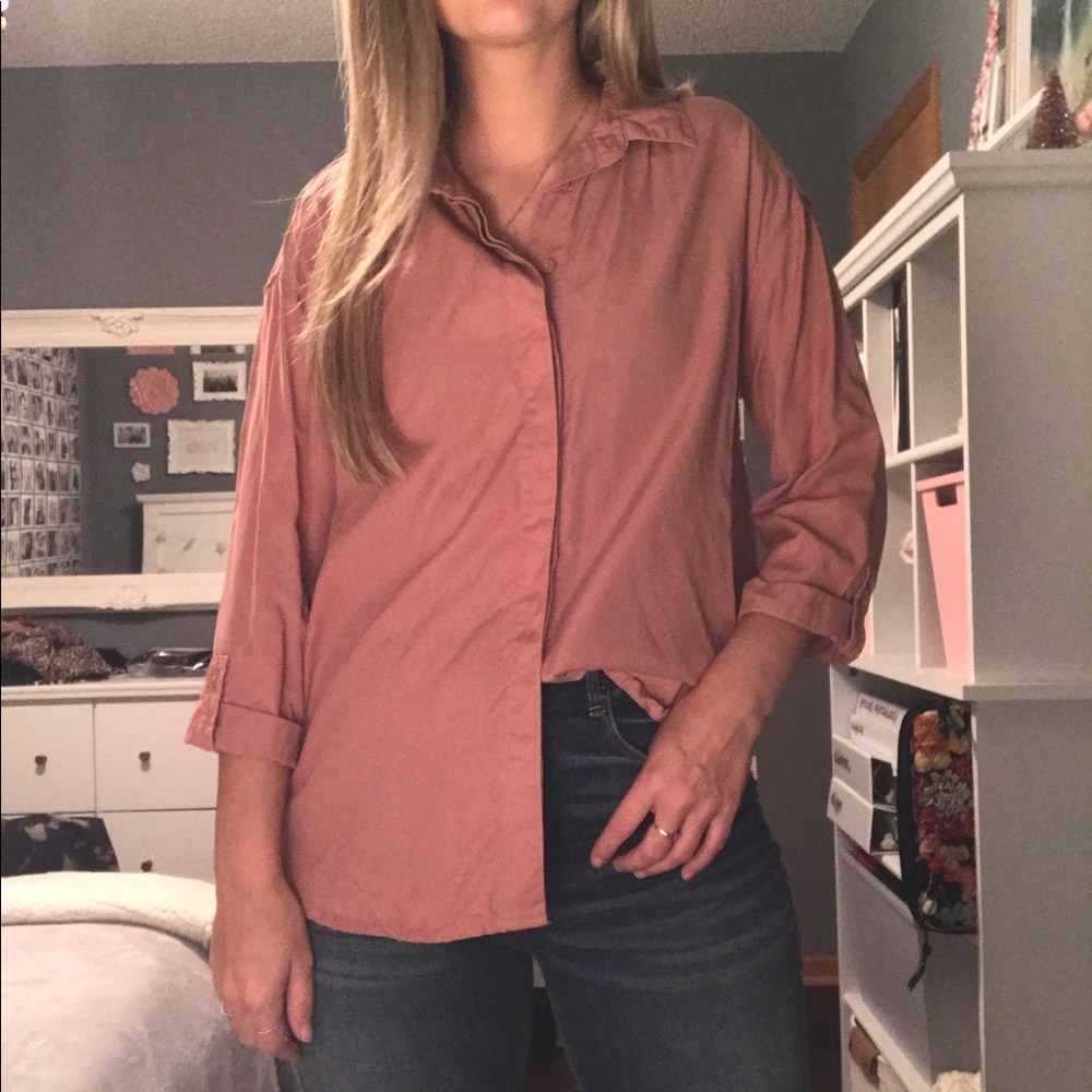 Peach Collared Button Down Shirt